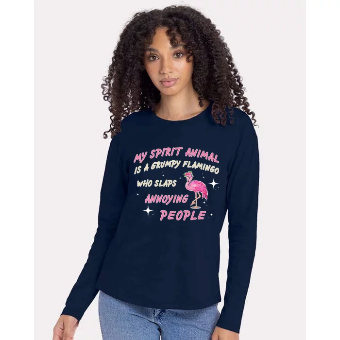 My Spirit Animal Is Grumpy Flamingo Womens Cotton Relaxed Long Sleeve T-Shirt