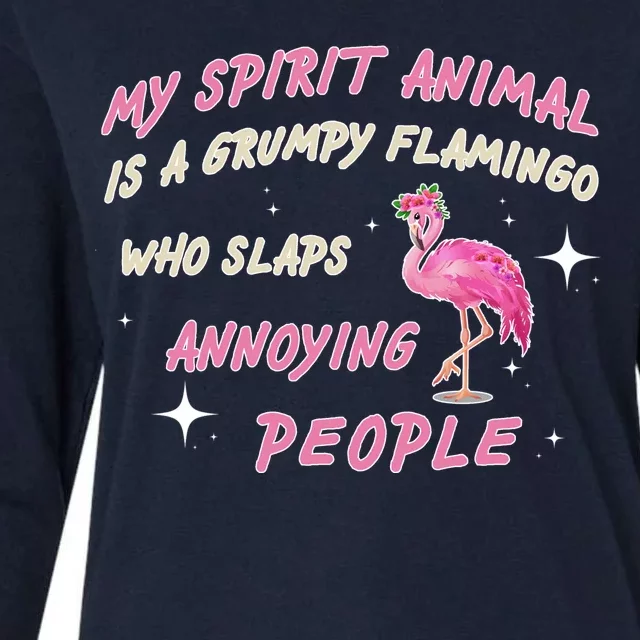 My Spirit Animal Is Grumpy Flamingo Womens Cotton Relaxed Long Sleeve T-Shirt