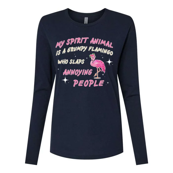 My Spirit Animal Is Grumpy Flamingo Womens Cotton Relaxed Long Sleeve T-Shirt