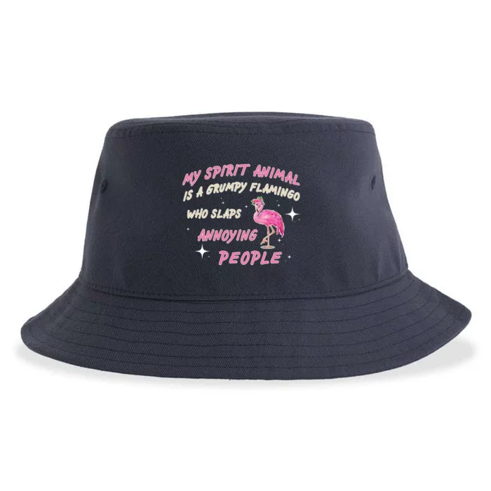 My Spirit Animal Is Grumpy Flamingo Sustainable Bucket Hat