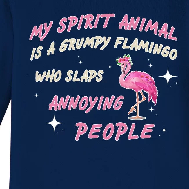 My Spirit Animal Is Grumpy Flamingo Baby Long Sleeve Bodysuit