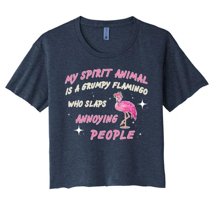 My Spirit Animal Is Grumpy Flamingo Women's Crop Top Tee