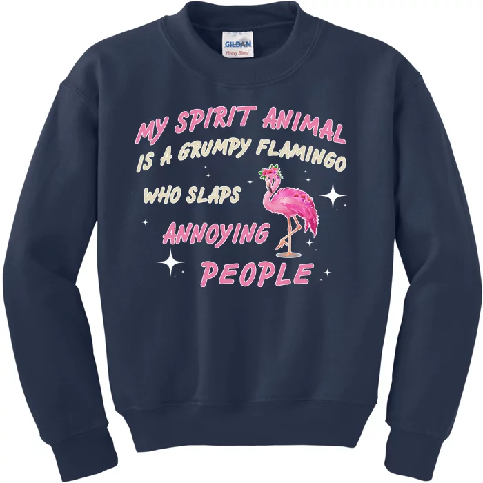 My Spirit Animal Is Grumpy Flamingo Kids Sweatshirt