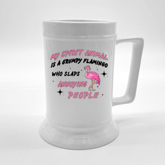 My Spirit Animal Is Grumpy Flamingo Front & Back Beer Stein