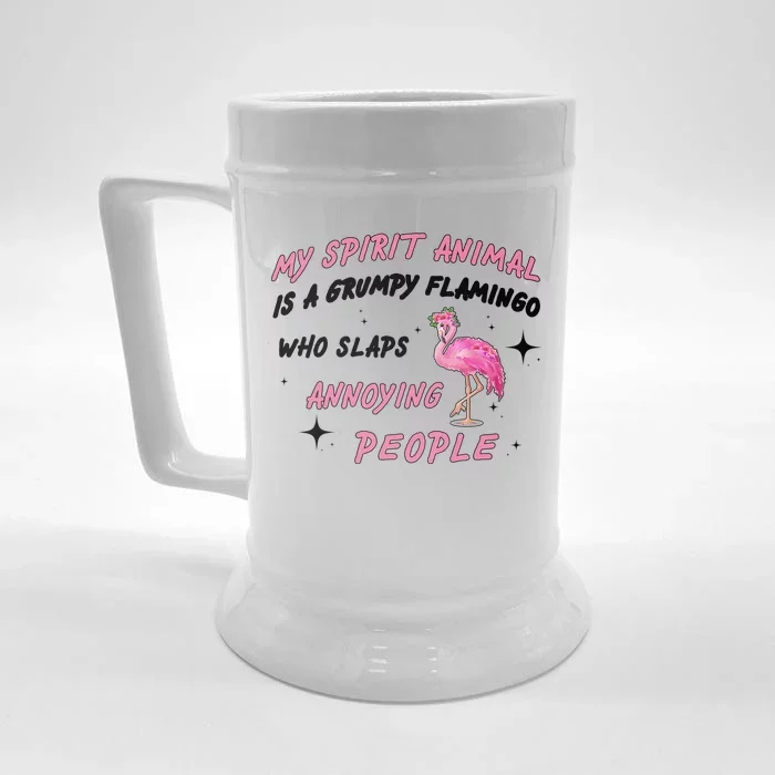 My Spirit Animal Is Grumpy Flamingo Front & Back Beer Stein