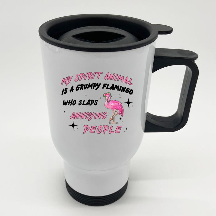 My Spirit Animal Is Grumpy Flamingo Front & Back Stainless Steel Travel Mug