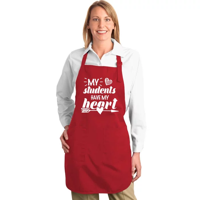 My Students Have My Heart Cute Teacher Full-Length Apron With Pocket