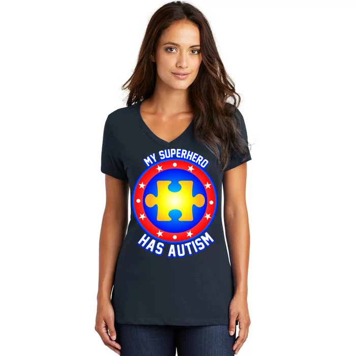 My Superhero Has Autism Women's V-Neck T-Shirt