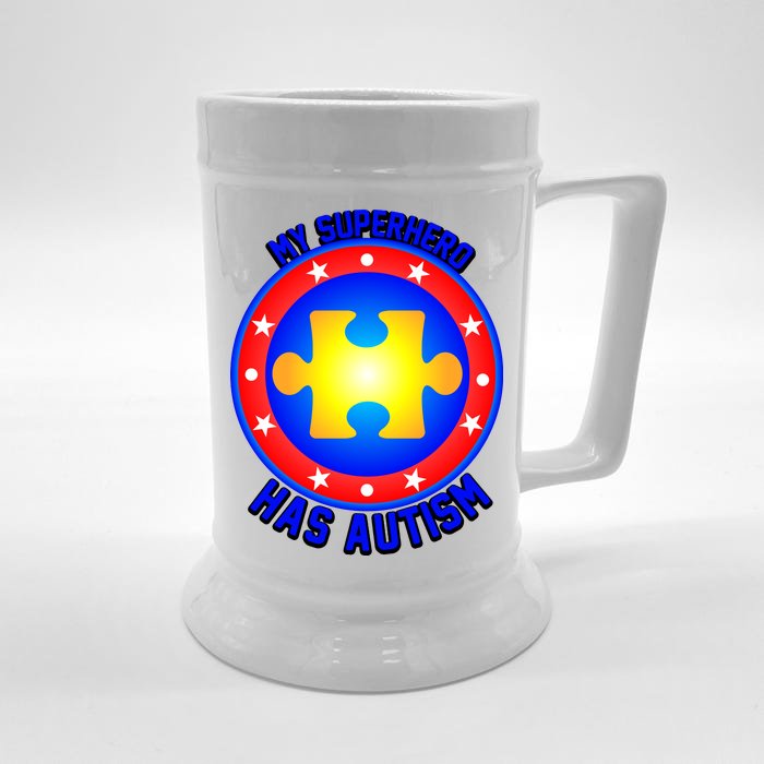 My Superhero Has Autism Front & Back Beer Stein