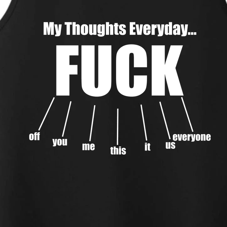 My Thoughts Everyday Fuck Everything Funny Meme Performance Tank