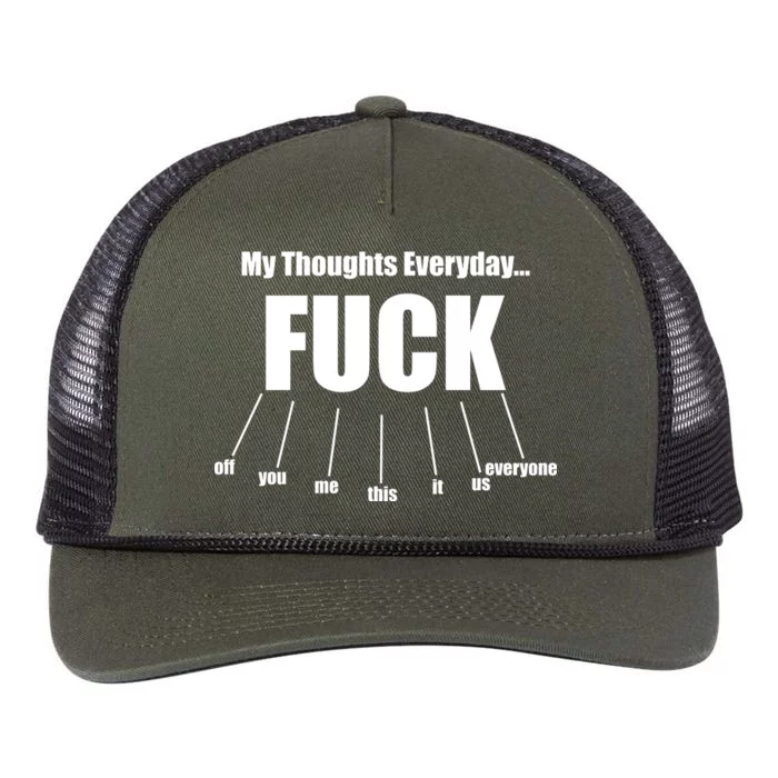 My Thoughts Everyday Fuck Everything Funny Meme Retro Rope Trucker Hat Cap