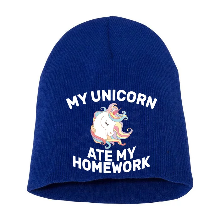 My Unicorn Ate My Homework Short Acrylic Beanie