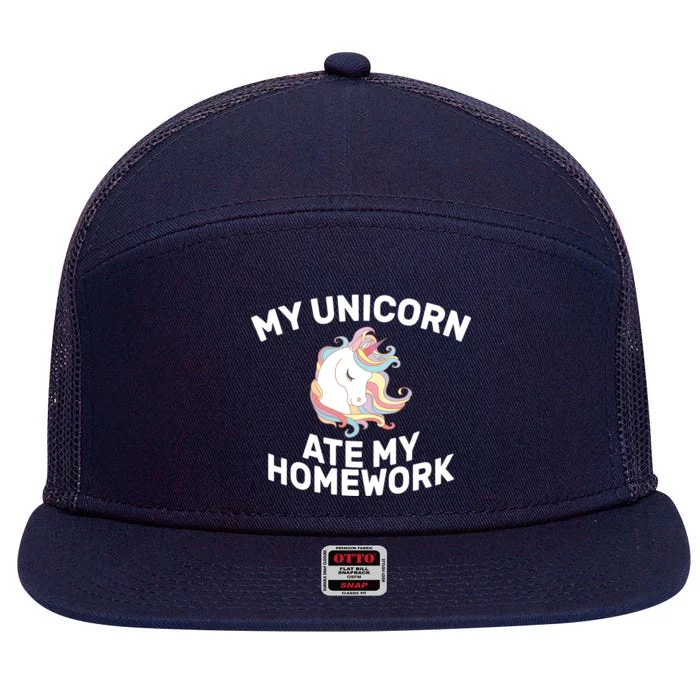 My Unicorn Ate My Homework 7 Panel Mesh Trucker Snapback Hat