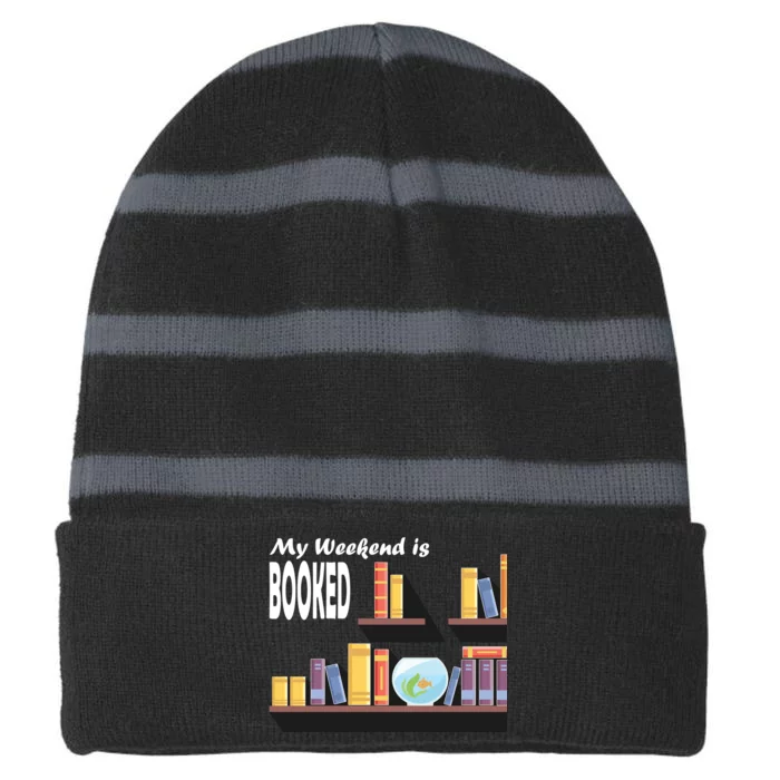 My Weekend Is Booked Striped Beanie with Solid Band