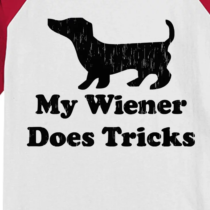 My Wiener Does Tricks Kids Colorblock Raglan Jersey