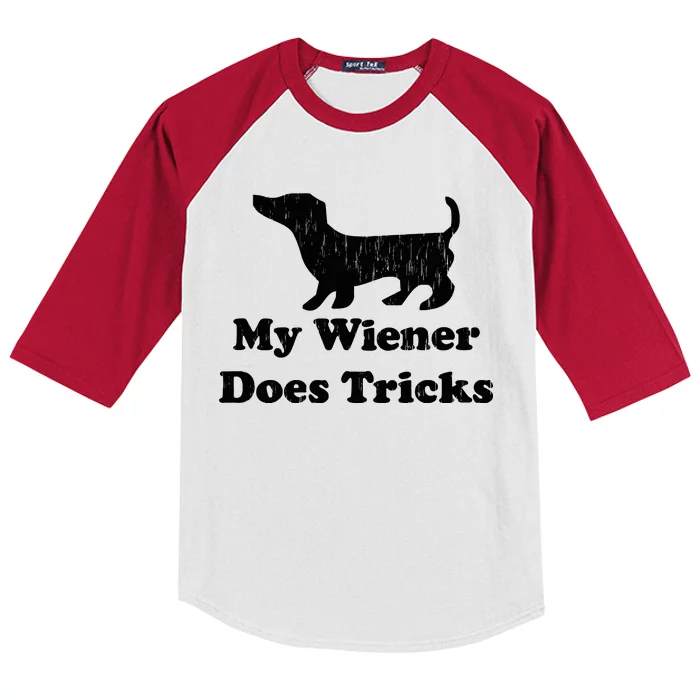 My Wiener Does Tricks Kids Colorblock Raglan Jersey