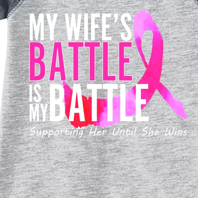 My Wife's Battle Is My Battle Breast Cancer Infant Baby Jersey Bodysuit