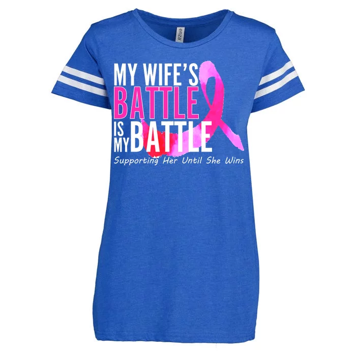 My Wife's Battle Is My Battle Breast Cancer Enza Ladies Jersey Football T-Shirt