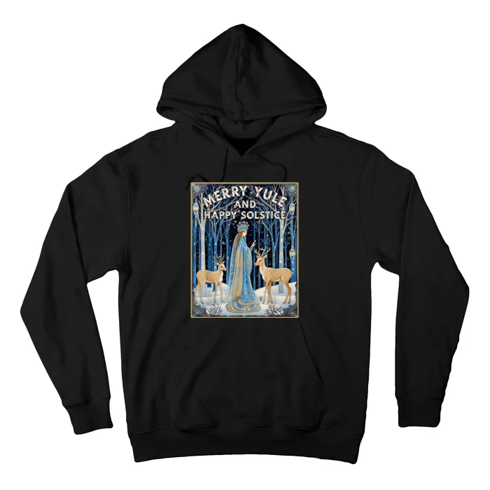 Merry Yule And Happy Winter Solstice Deer Christmas Gothic Hoodie