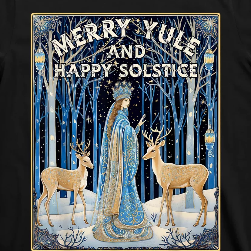 Merry Yule And Happy Winter Solstice Deer Christmas Gothic T-Shirt