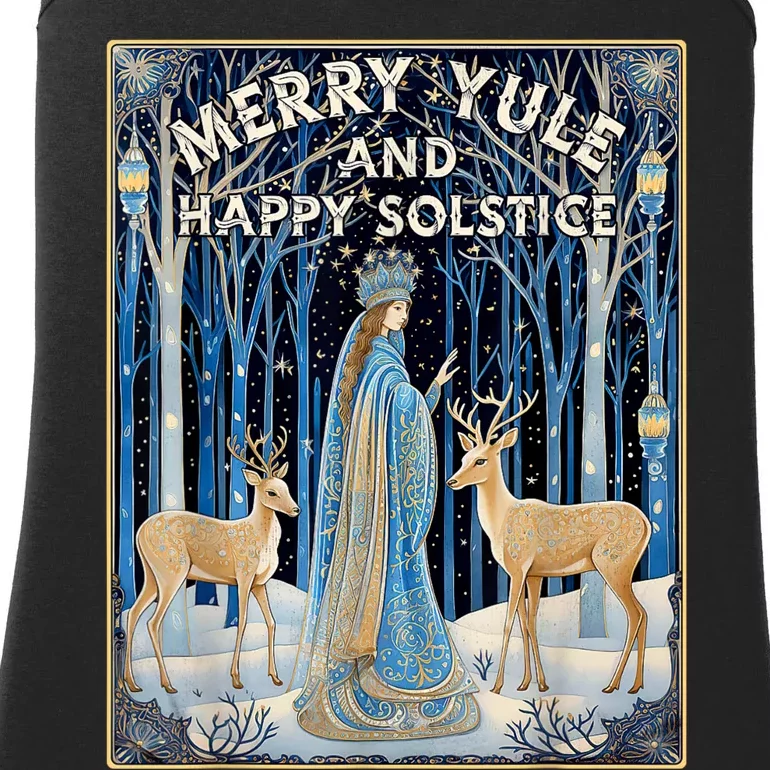 Merry Yule And Happy Winter Solstice Deer Christmas Gothic Ladies Essential Tank