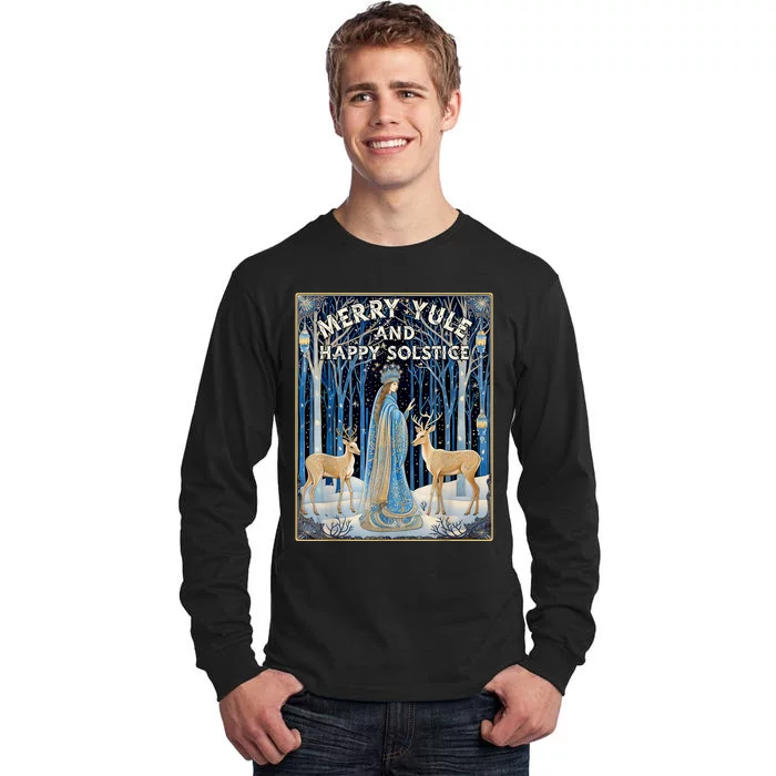 Merry Yule And Happy Winter Solstice Deer Christmas Gothic Tall Long Sleeve T-Shirt