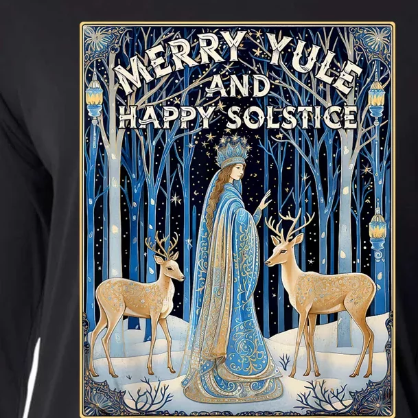 Merry Yule And Happy Winter Solstice Deer Christmas Gothic Cooling Performance Long Sleeve Crew