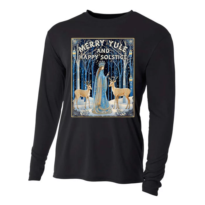 Merry Yule And Happy Winter Solstice Deer Christmas Gothic Cooling Performance Long Sleeve Crew