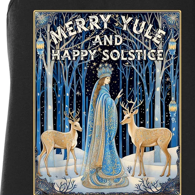 Merry Yule And Happy Winter Solstice Deer Christmas Gothic Women's Racerback Tank