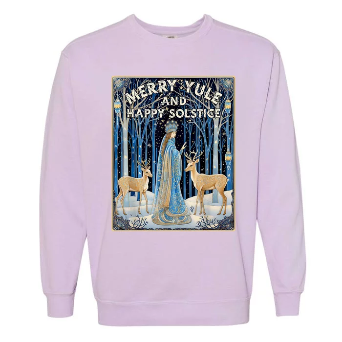 Merry Yule And Happy Winter Solstice Deer Christmas Gothic Garment-Dyed Sweatshirt