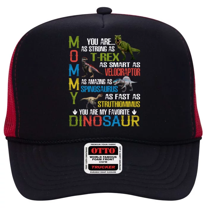 Mommy You Are As Strong As Dinosaur Rex Mama Mother's Day Gift High Crown Mesh Trucker Hat