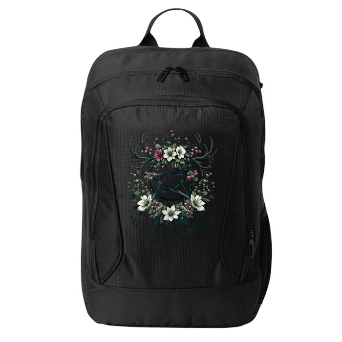 Merry Yule And Happy Winter Solstice Reindeer Christmas Xmas City Backpack