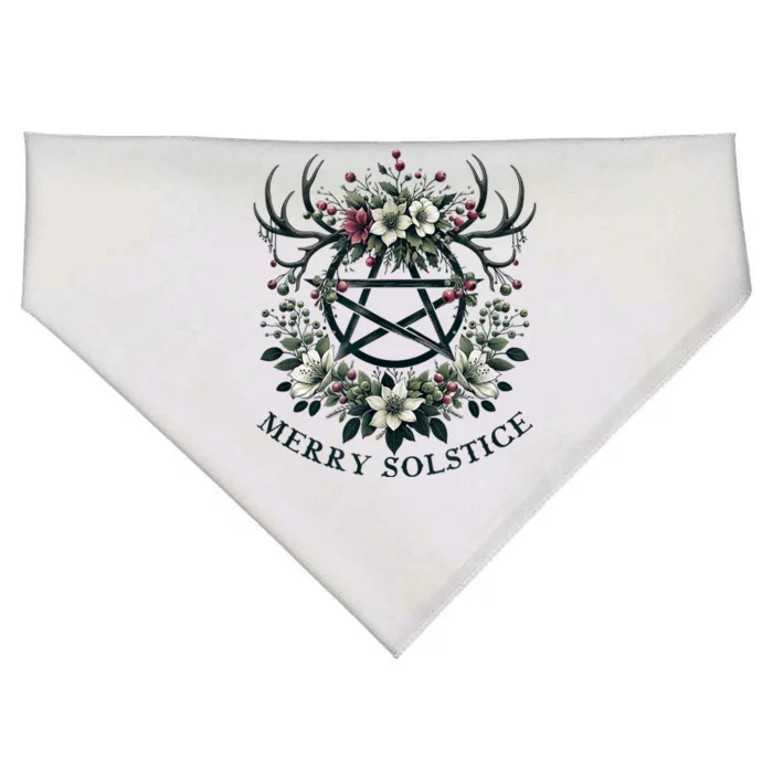 Merry Yule And Happy Winter Solstice Reindeer Christmas Xmas USA-Made Doggie Bandana