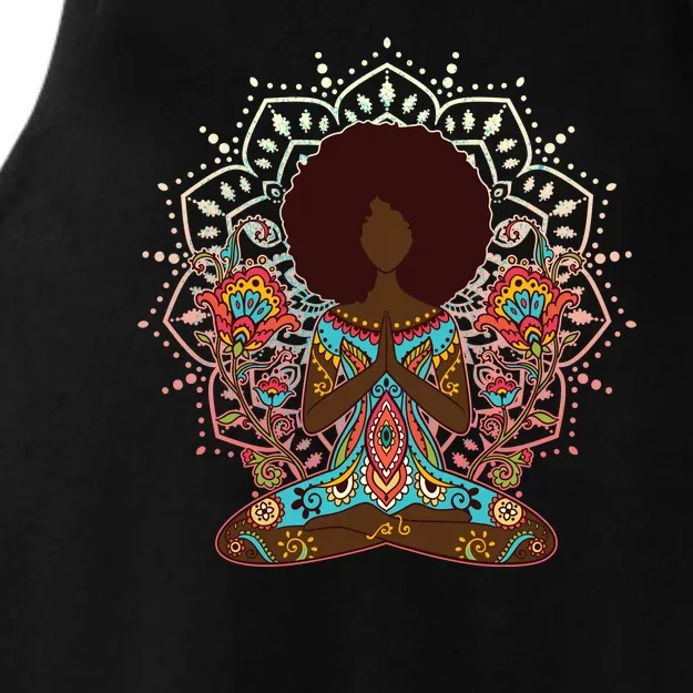 Meditation Yoga Afro Woman Ladies Tri-Blend Wicking Tank