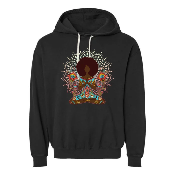 Meditation Yoga Afro Woman Garment-Dyed Fleece Hoodie