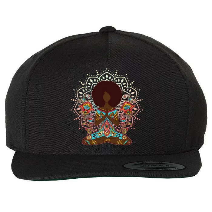 Meditation Yoga Afro Woman Wool Snapback Cap