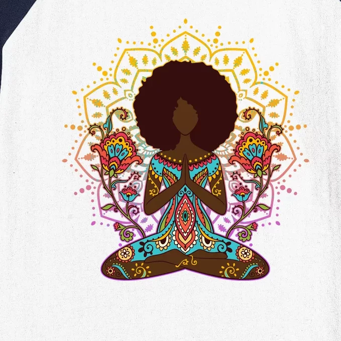 Meditation Yoga Afro Woman Baseball Sleeve Shirt