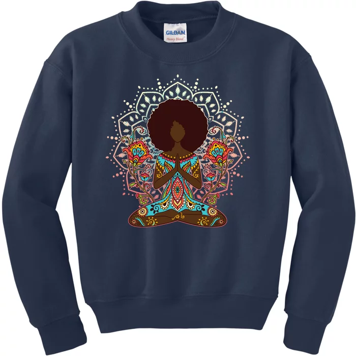 Meditation Yoga Afro Woman Kids Sweatshirt