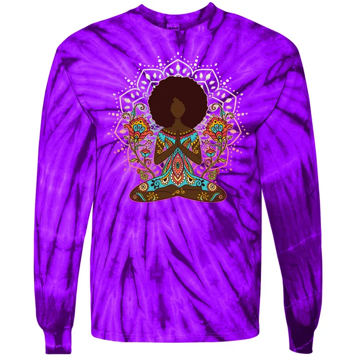 Meditation Yoga Afro Woman Tie-Dye Long Sleeve Shirt