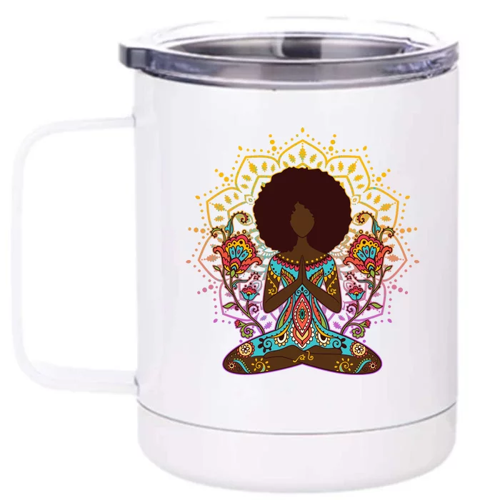 Meditation Yoga Afro Woman Front & Back 12oz Stainless Steel Tumbler Cup