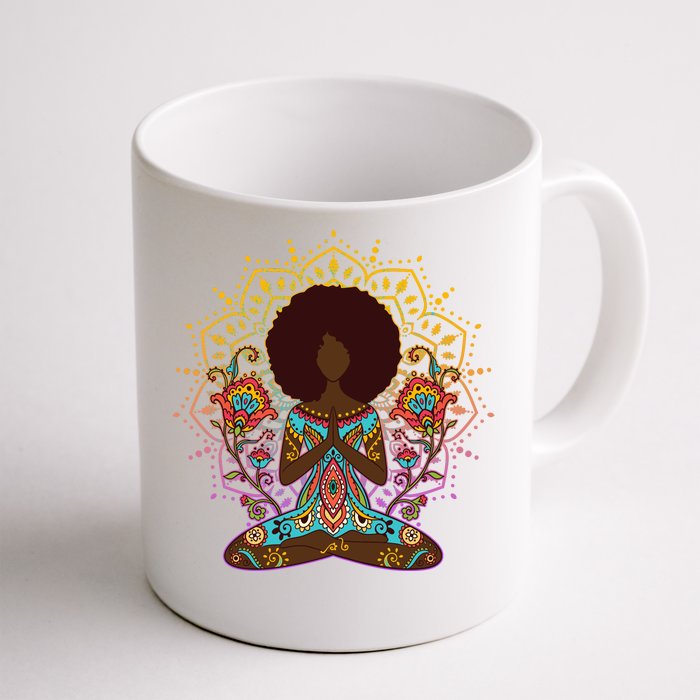 Meditation Yoga Afro Woman Front & Back Coffee Mug