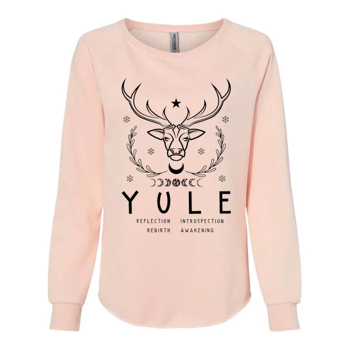 Merry Yule And Happy Winter Solstice Deer Christmas Gothic Womens California Wash Sweatshirt