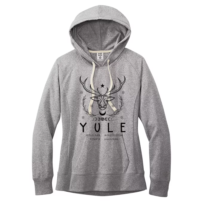 Merry Yule And Happy Winter Solstice Deer Christmas Gothic Women's Fleece Hoodie