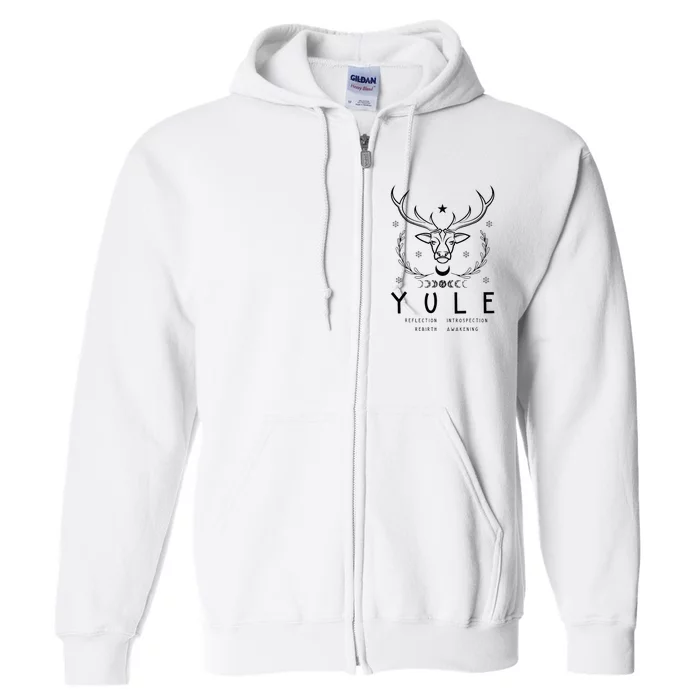 Merry Yule And Happy Winter Solstice Deer Christmas Gothic Full Zip Hoodie