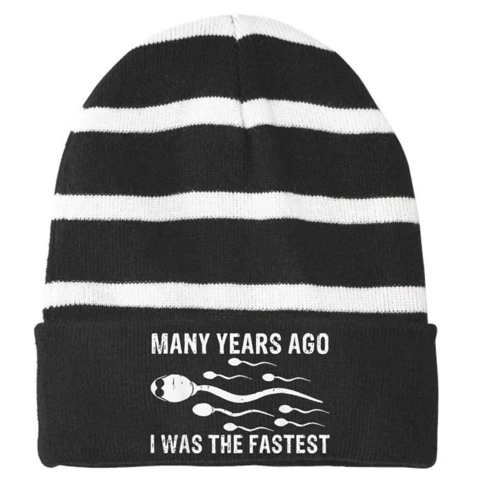 Many Years Ago I Was The Fastest Gift Striped Beanie with Solid Band