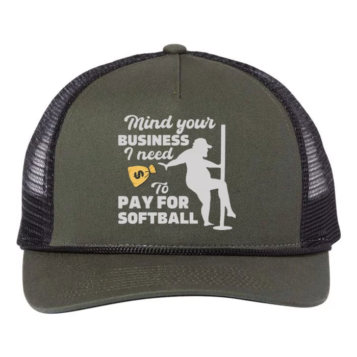 Mind Your Business I Need Money To Pay For Softball Retro Rope Trucker Hat Cap