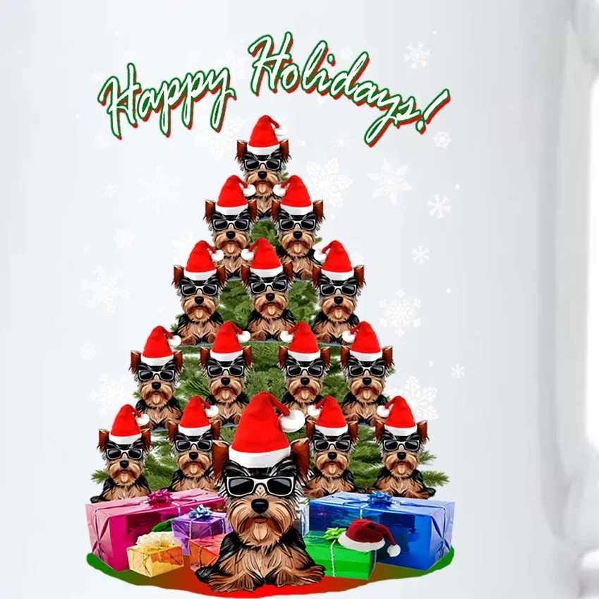 Merry Yorkie Christmas Tree Santa Hat Yorkshire Terrier Xmas Great Gift Black Color Changing Mug