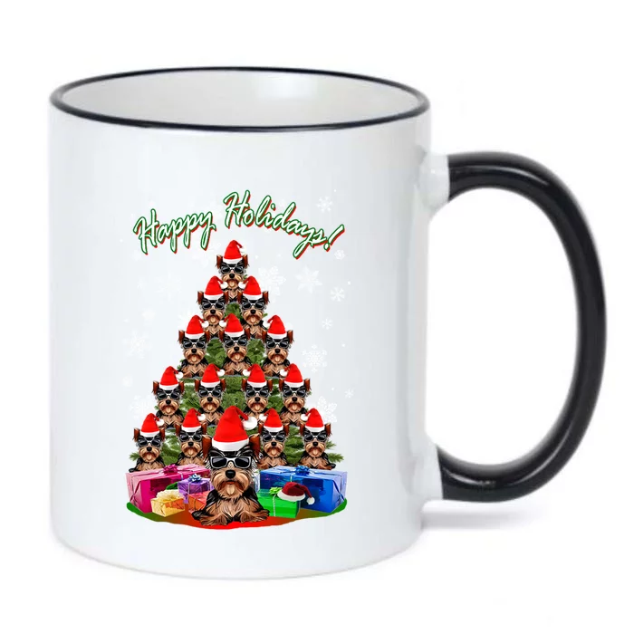 Merry Yorkie Christmas Tree Santa Hat Yorkshire Terrier Xmas Great Gift Black Color Changing Mug