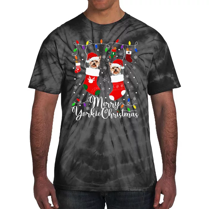 Merry Yorkie Christmas Yorkshire Terrier Xmas Party Tie-Dye T-Shirt