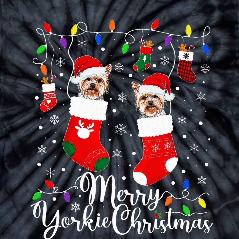 Merry Yorkie Christmas Yorkshire Terrier Xmas Party Tie-Dye T-Shirt